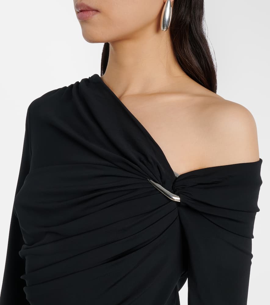Lozea asymmetric ruched jersey top