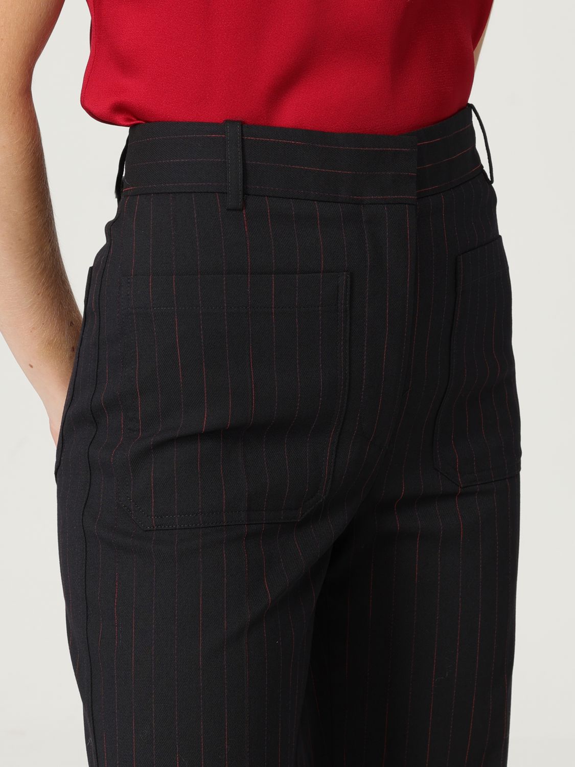 Pinstripe straight trousers - Blue