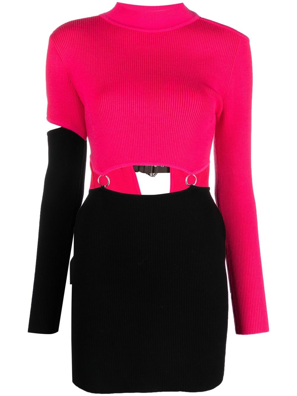 Cut-out two-tone dress - Pink