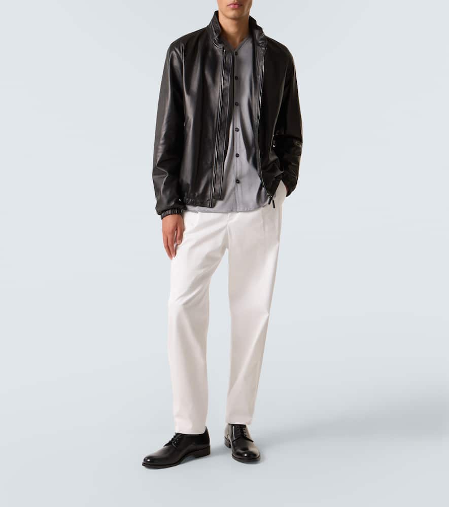 Cotton-blend straight pants