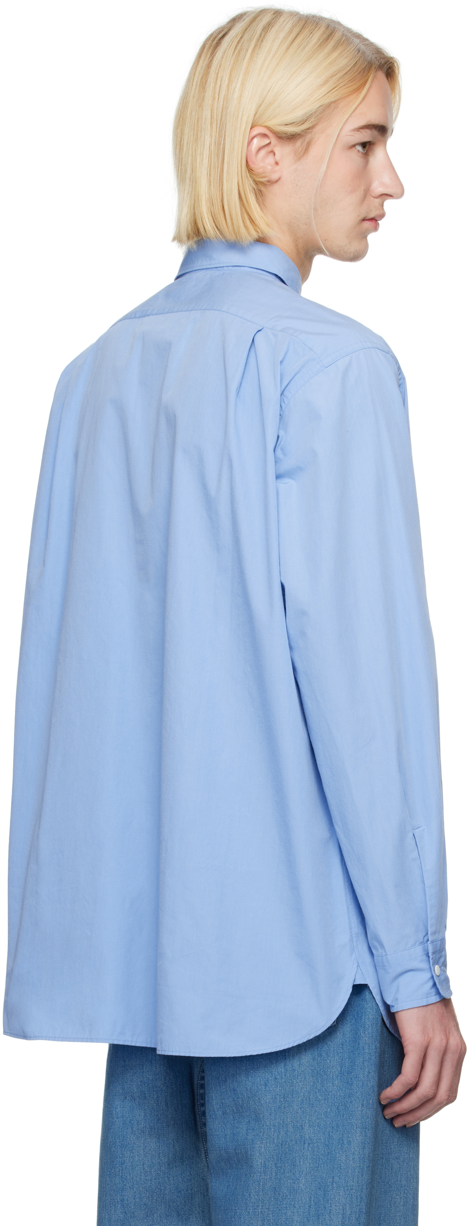 Nanamica Blue Regular Collar Wind Shirt