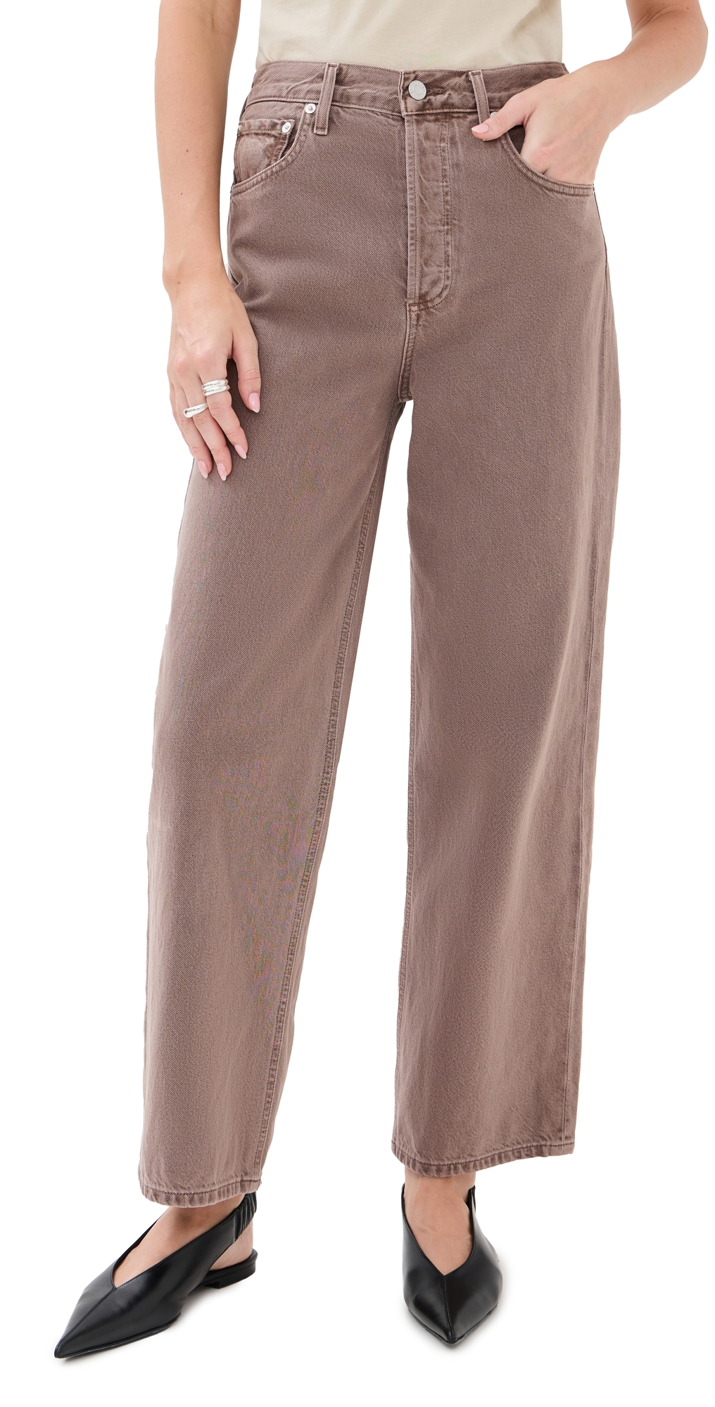 Ren Jeans: High Rise Wide Leg Jeans Ceramic