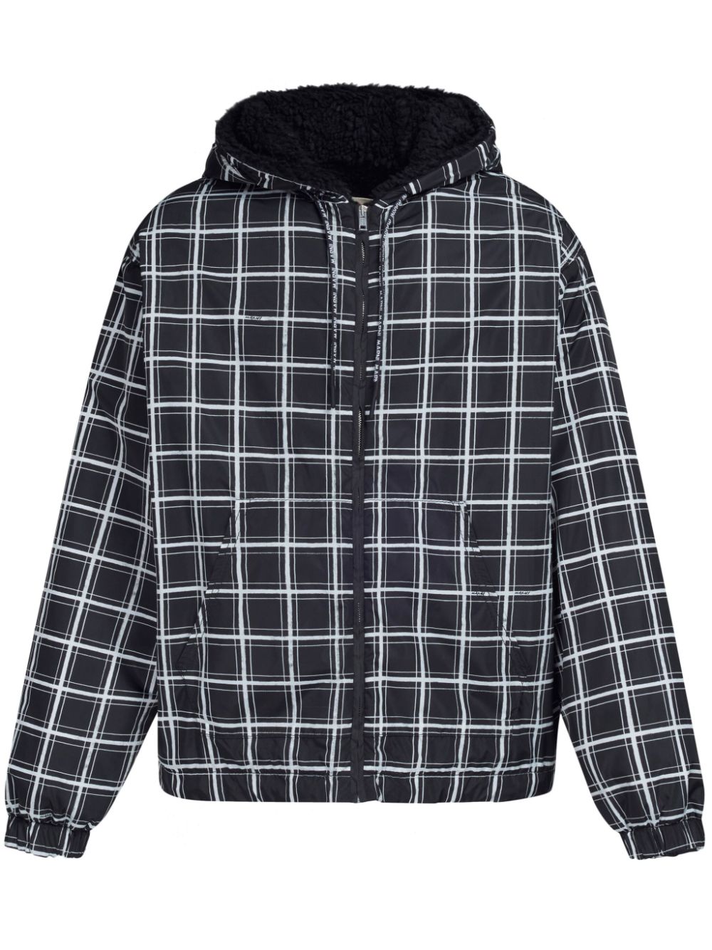 Grid-pattern padded jacket - Black
