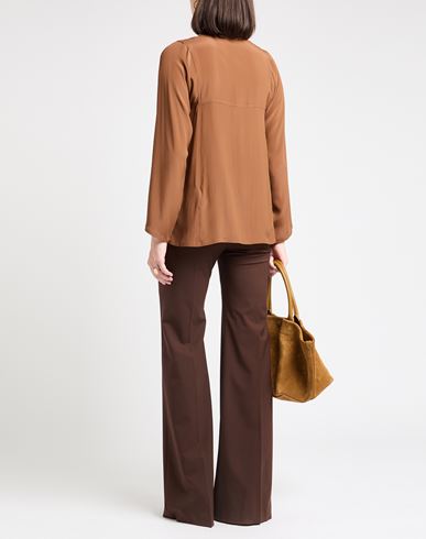 Woman Top Brown Size 10 Acetate, Silk