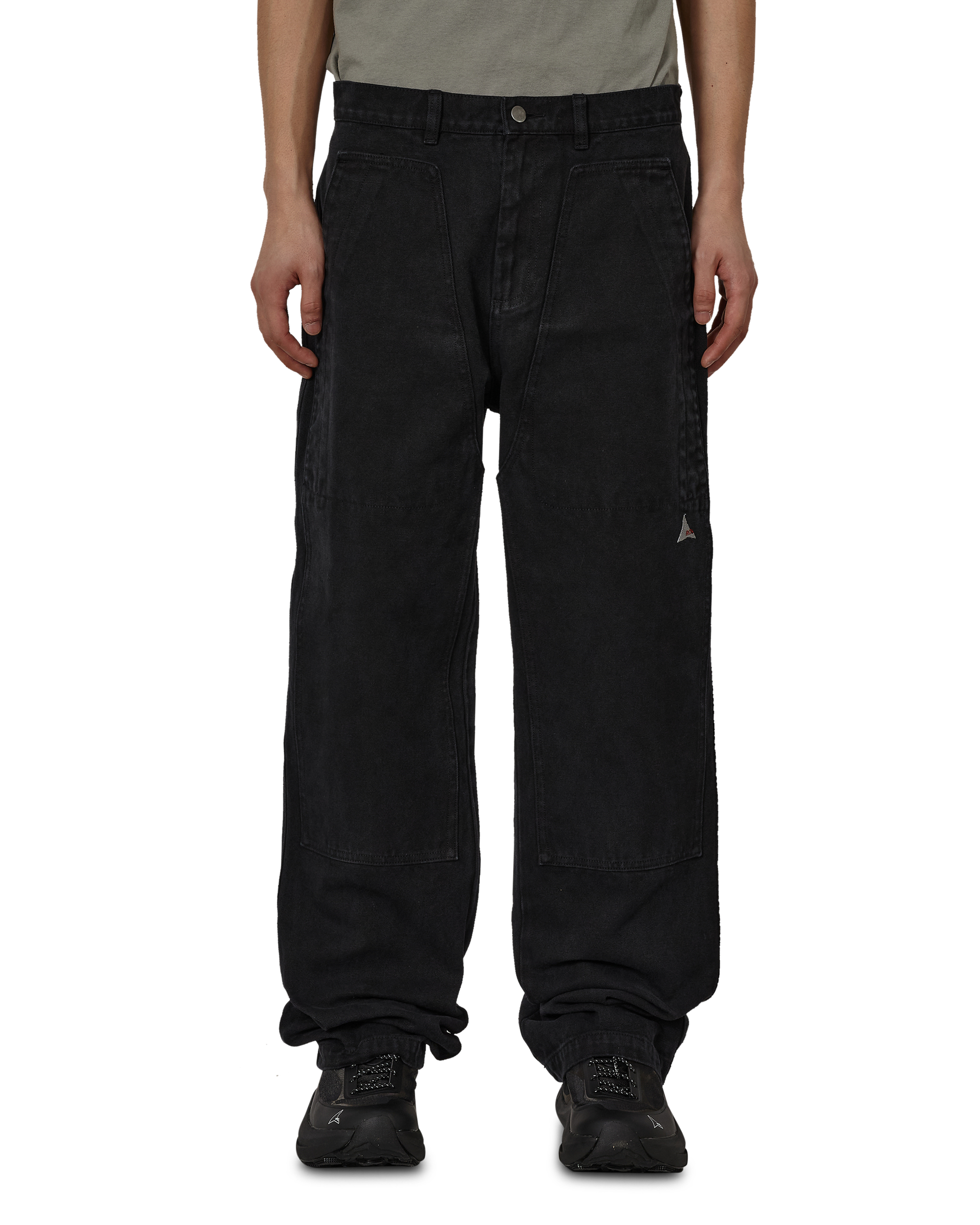 ROA Fomes Double Knee Washed Canvas Pant Black Pants Male