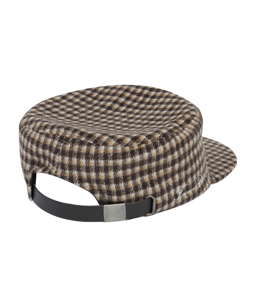 PILLBOX CAP CHECK BROWN