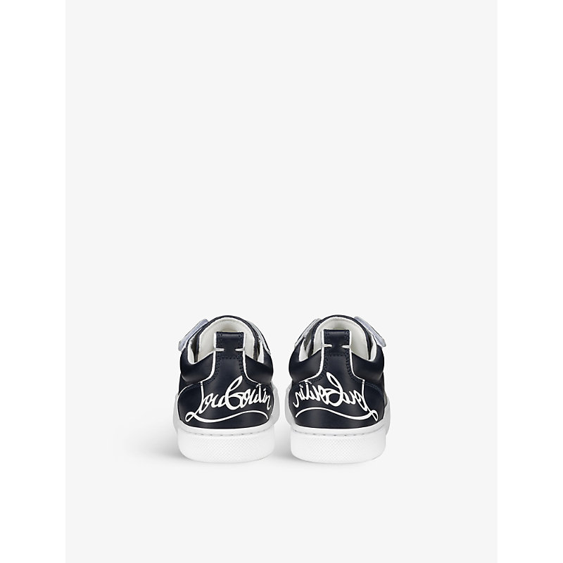 Boys Navy Kids Funnyto Logo-print Leather Low-top Trainers 