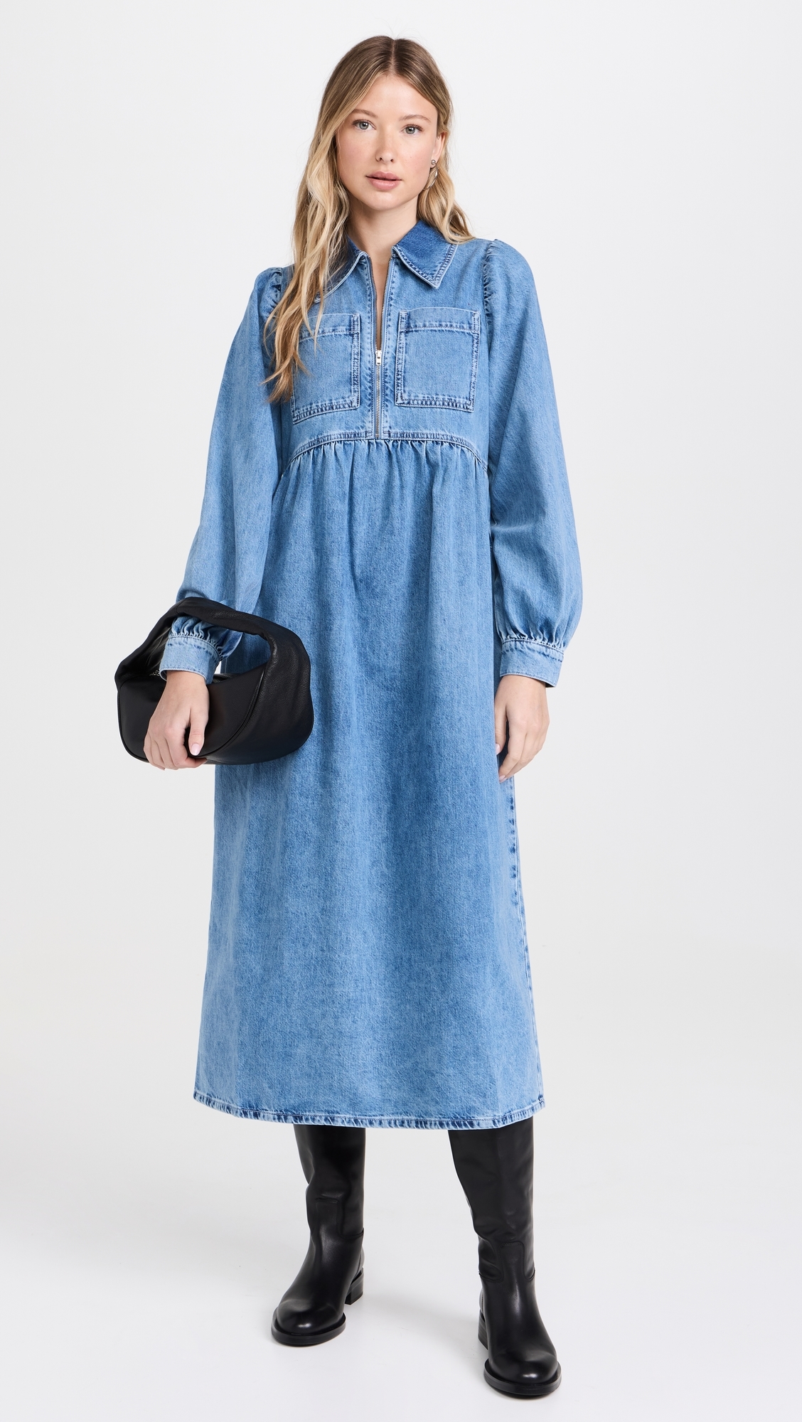 Gabriella Denim Midi Dress Light Wash
