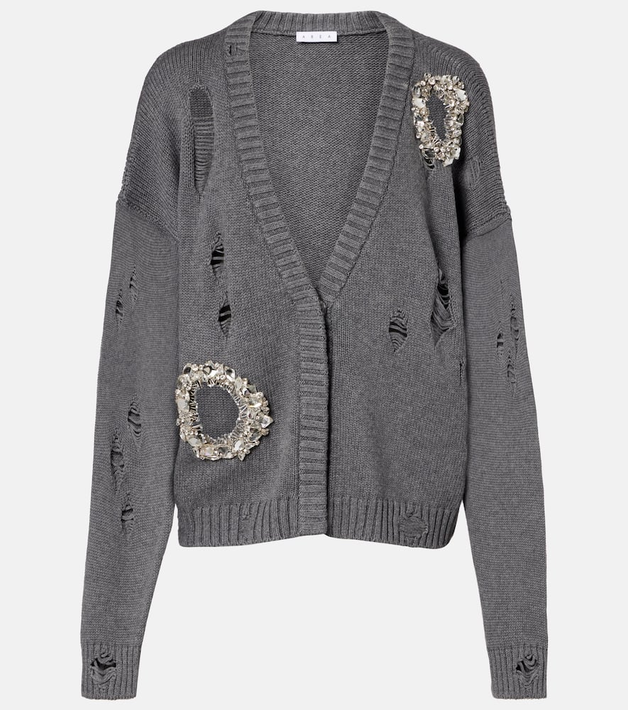 Distressed cotton and cashmere cardigan