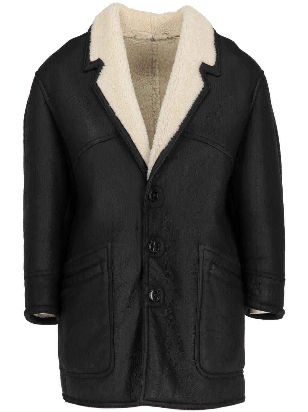 1990s shearling-lining coat - Black