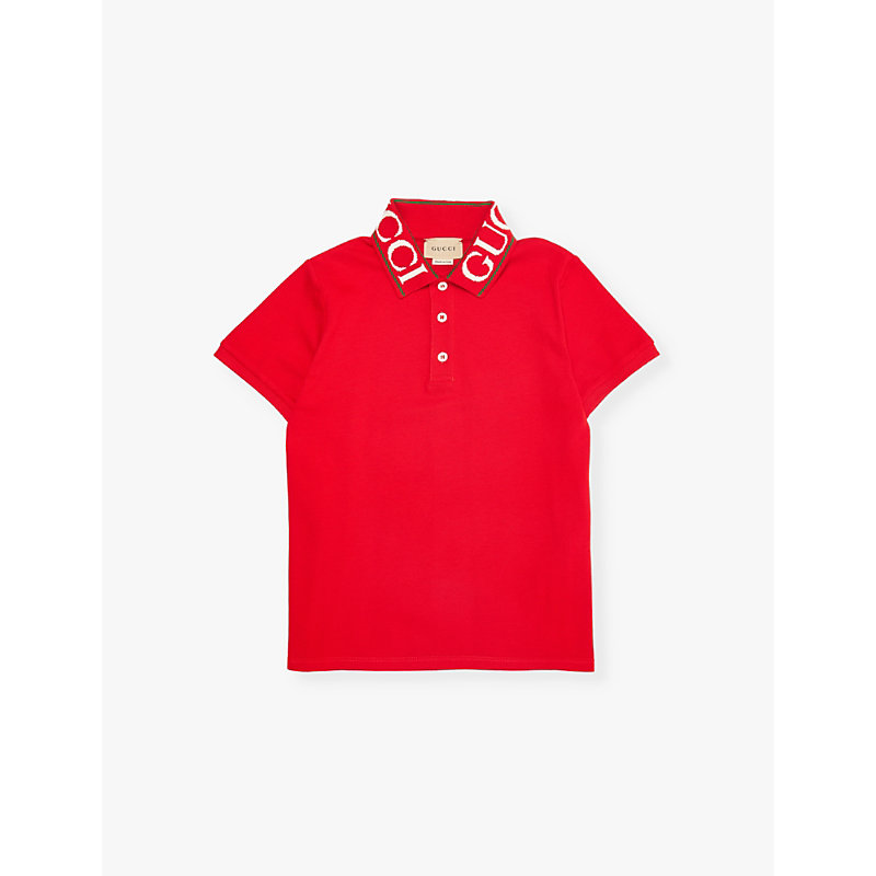 Boys Flare/mc/mx Kids Branded-collar Stretch-cotton Polo Shirt 