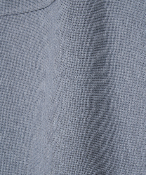 DEV:10 Waffle Henley Neck Hoodie T-Shirt_Melange Gray