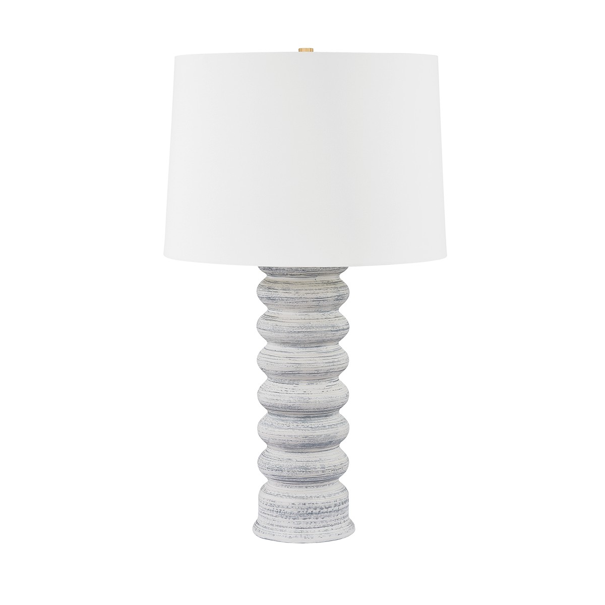 Aged Brass Ceramic Grey White Table Lamp from the Harwinton Collection