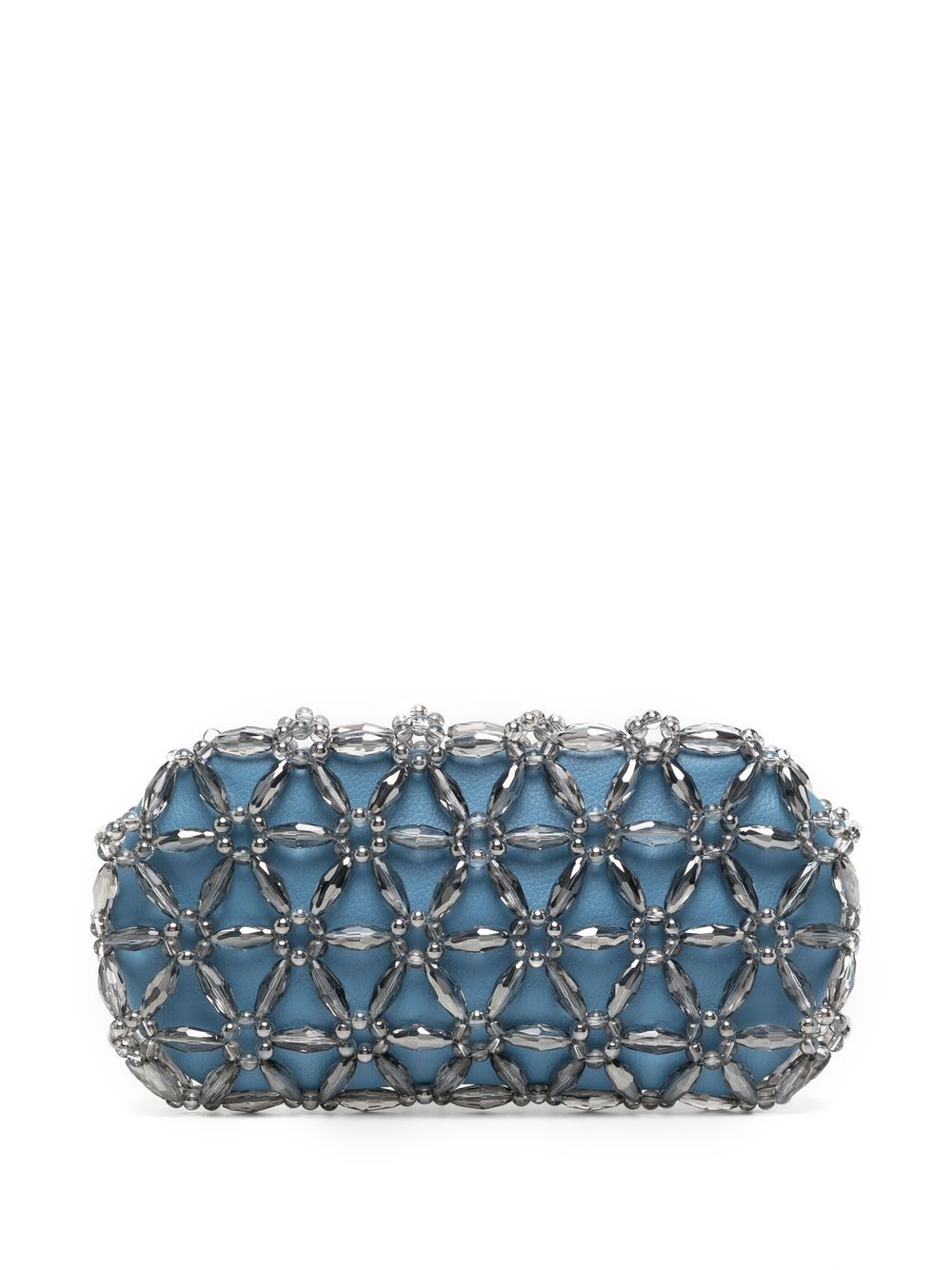 Faceted bead-embellished clutch bag - Blue