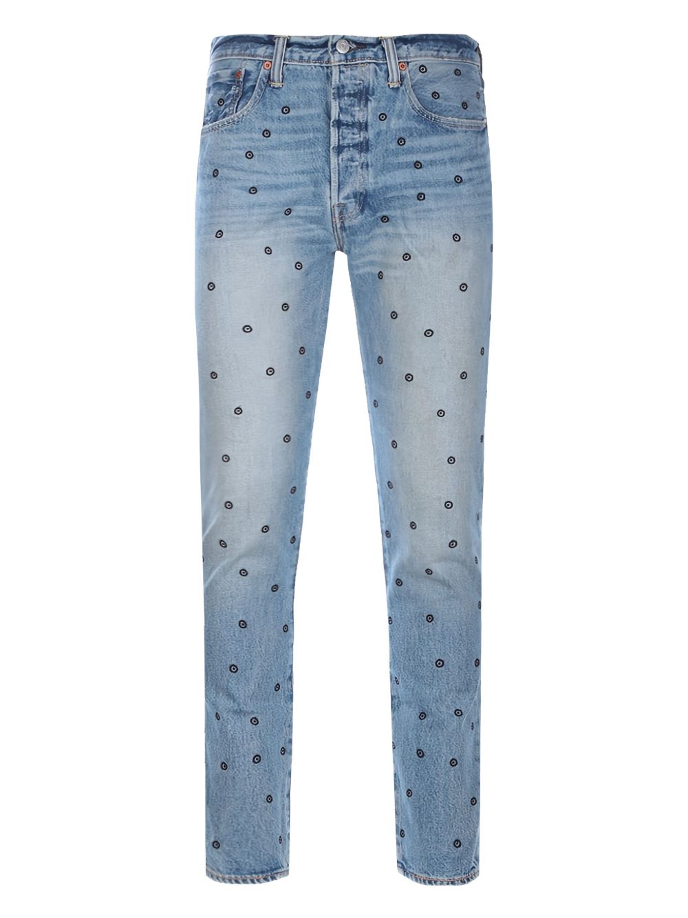 Embroidered cotton jeans - Blue