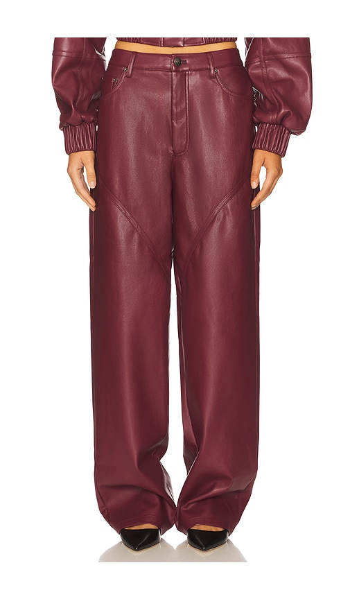 ROTATE Mid Waisted Piping Pant in Burgundy.  44. Also in 32, 34, 36