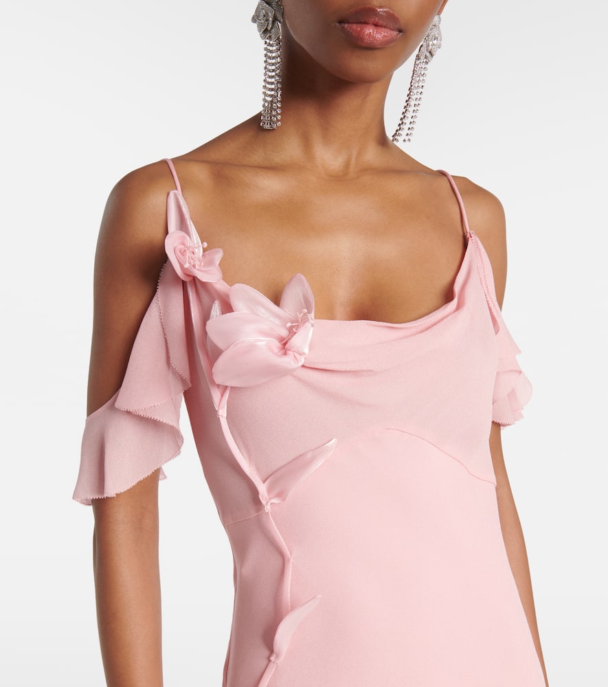 Self-Portrait Floral-appliqué georgette gown