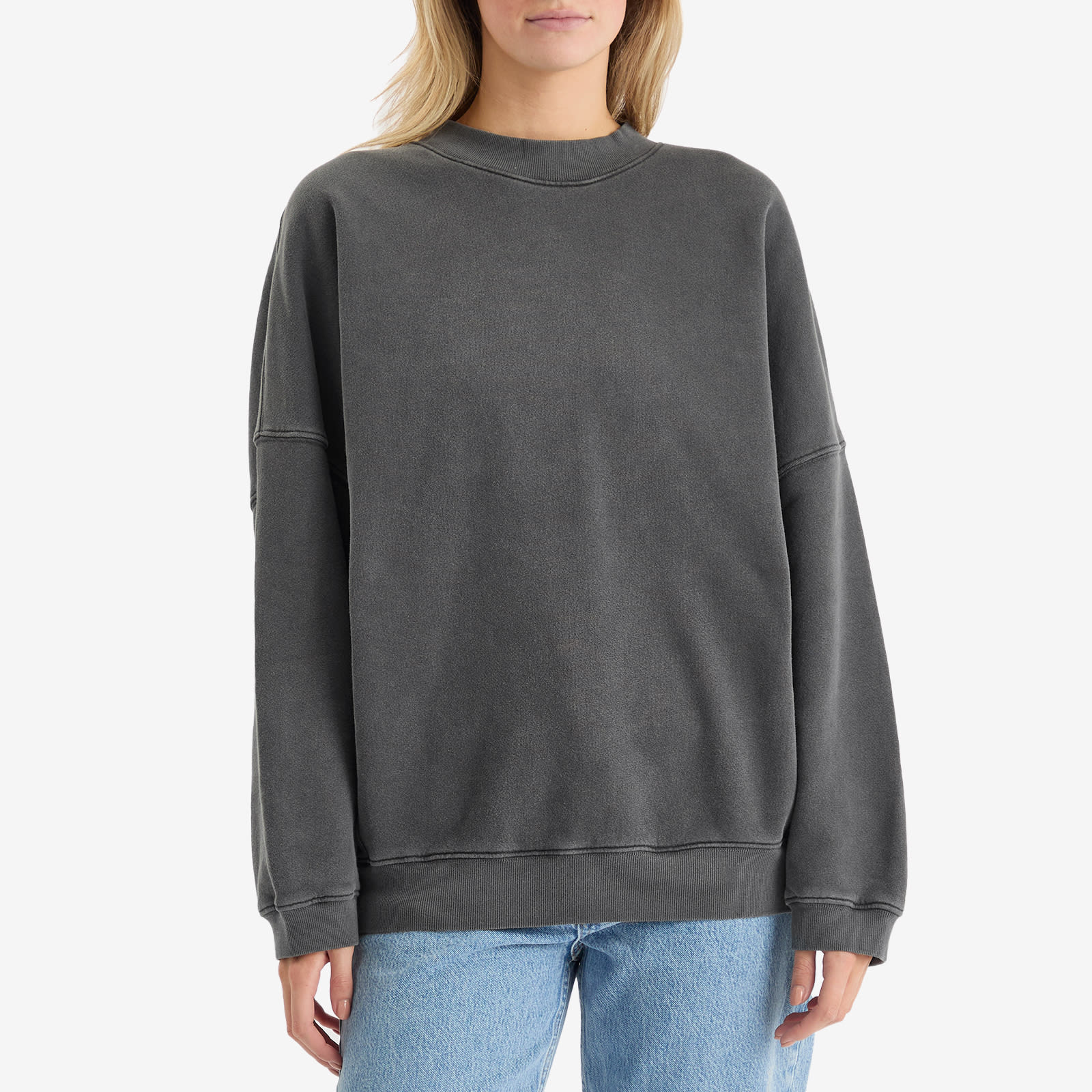 Women's Oversized Crew Sweatshirt in Washed Black