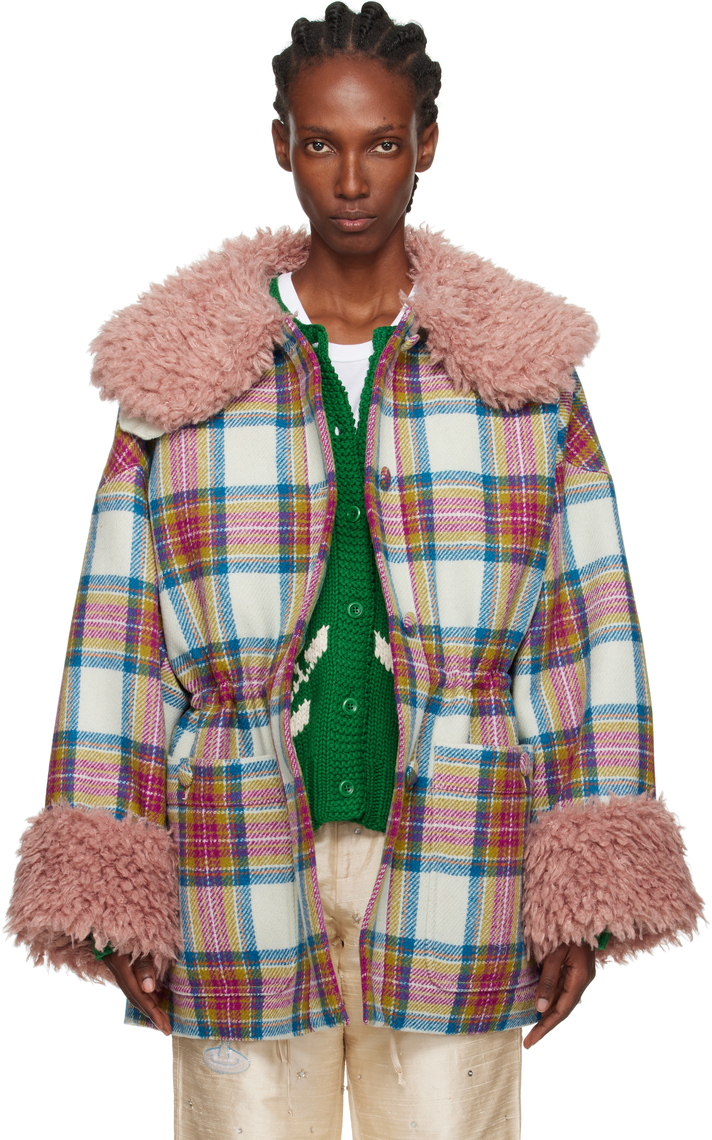 White & Pink Harris Tweed Connie Coat