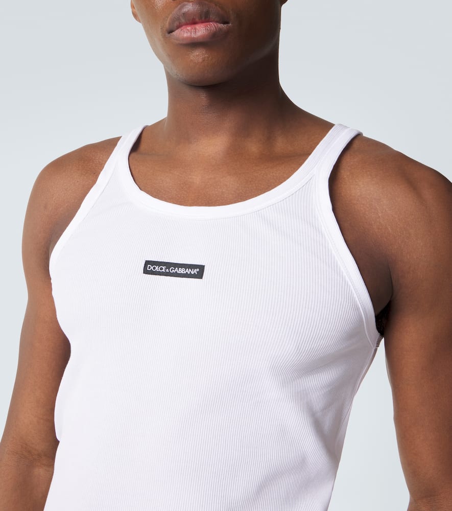 Ribbed-knit cotton tank top