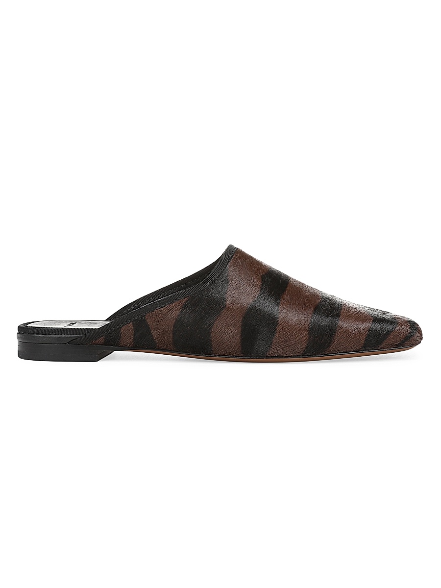 Women's Dakota Zebra-Print Calf Hair Mules - Molton Brown