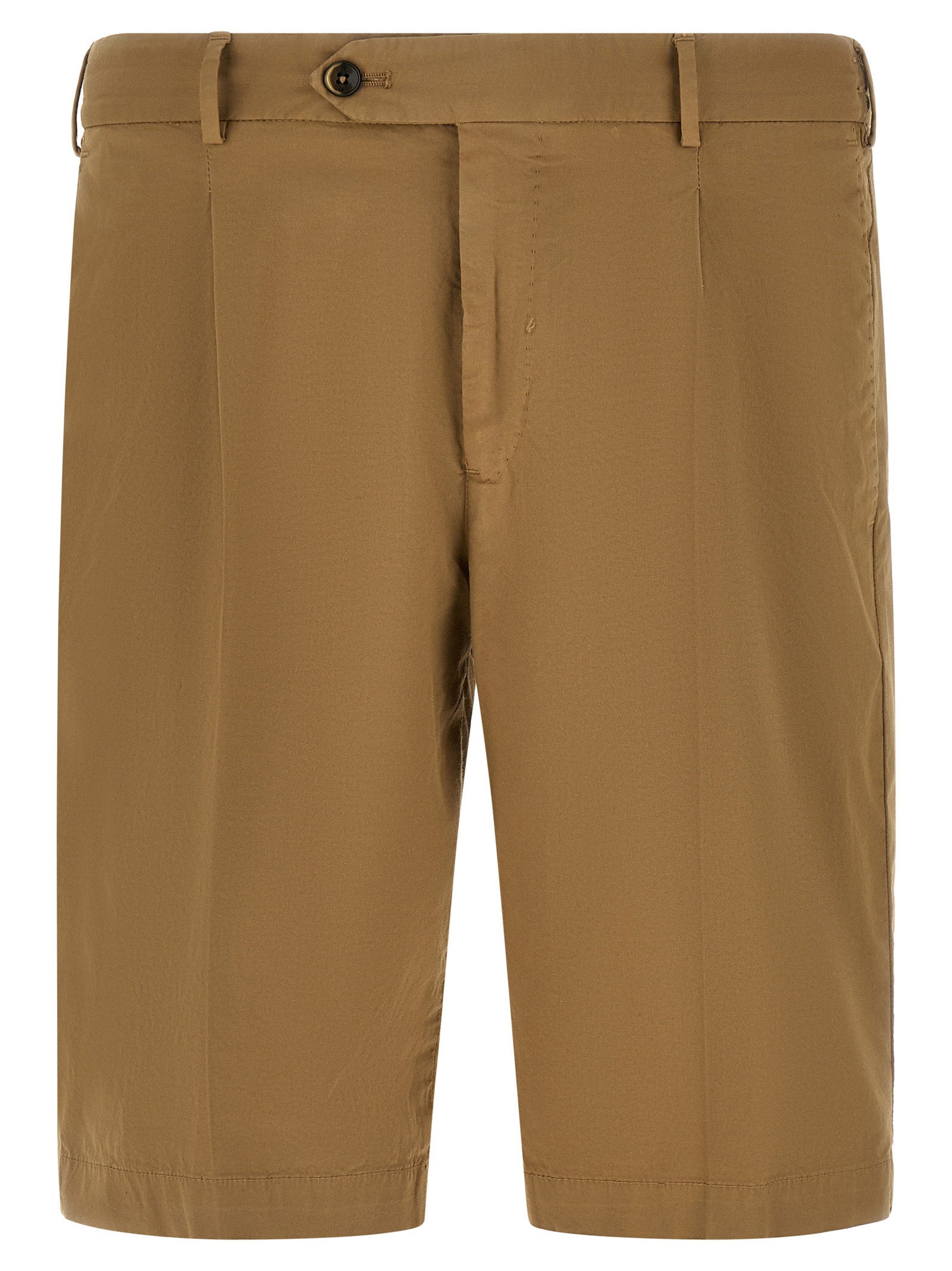 Stretch Cotton Bermuda Shorts — Camel