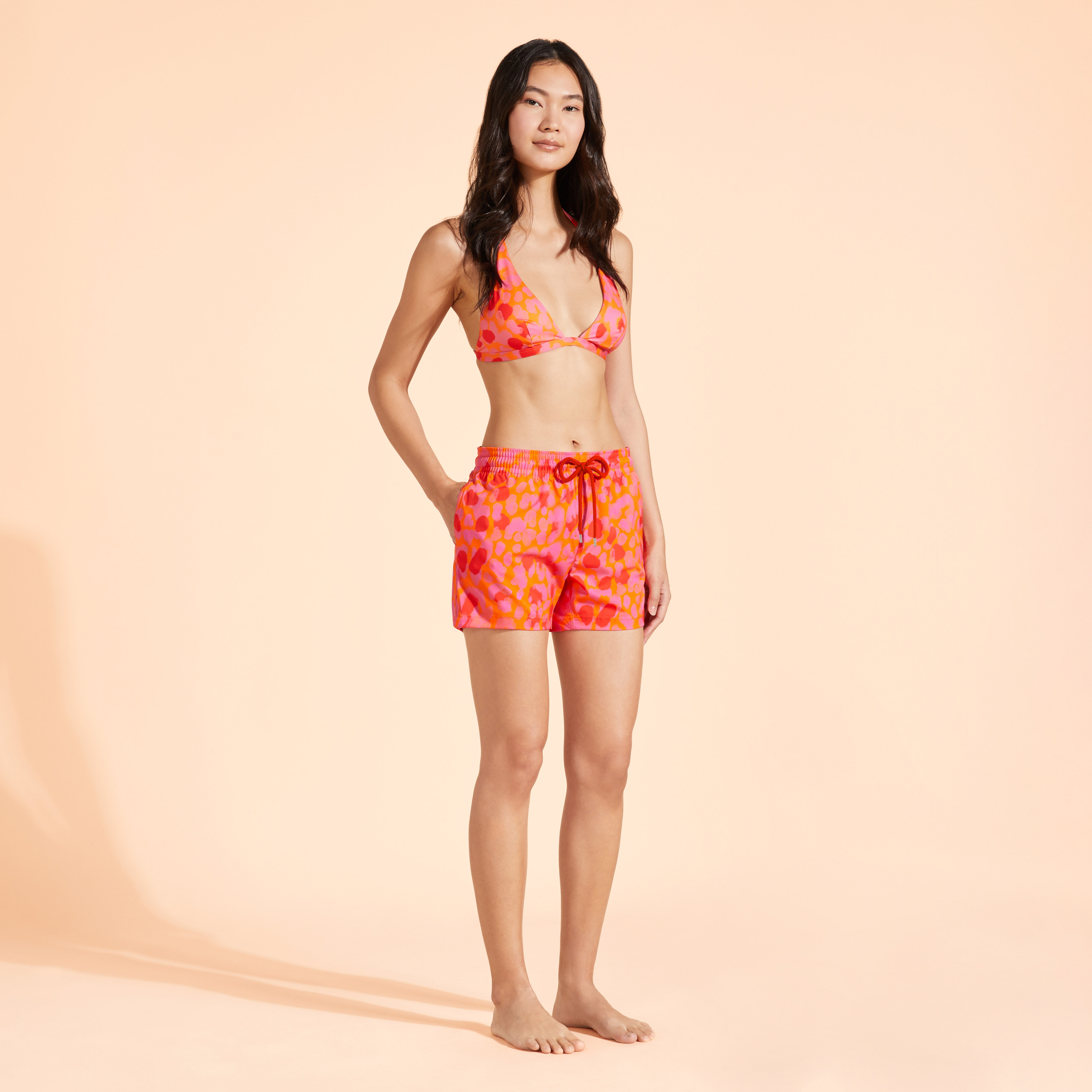 Women Swim Shorts New Leopard - Shorty - Fabya - Orange