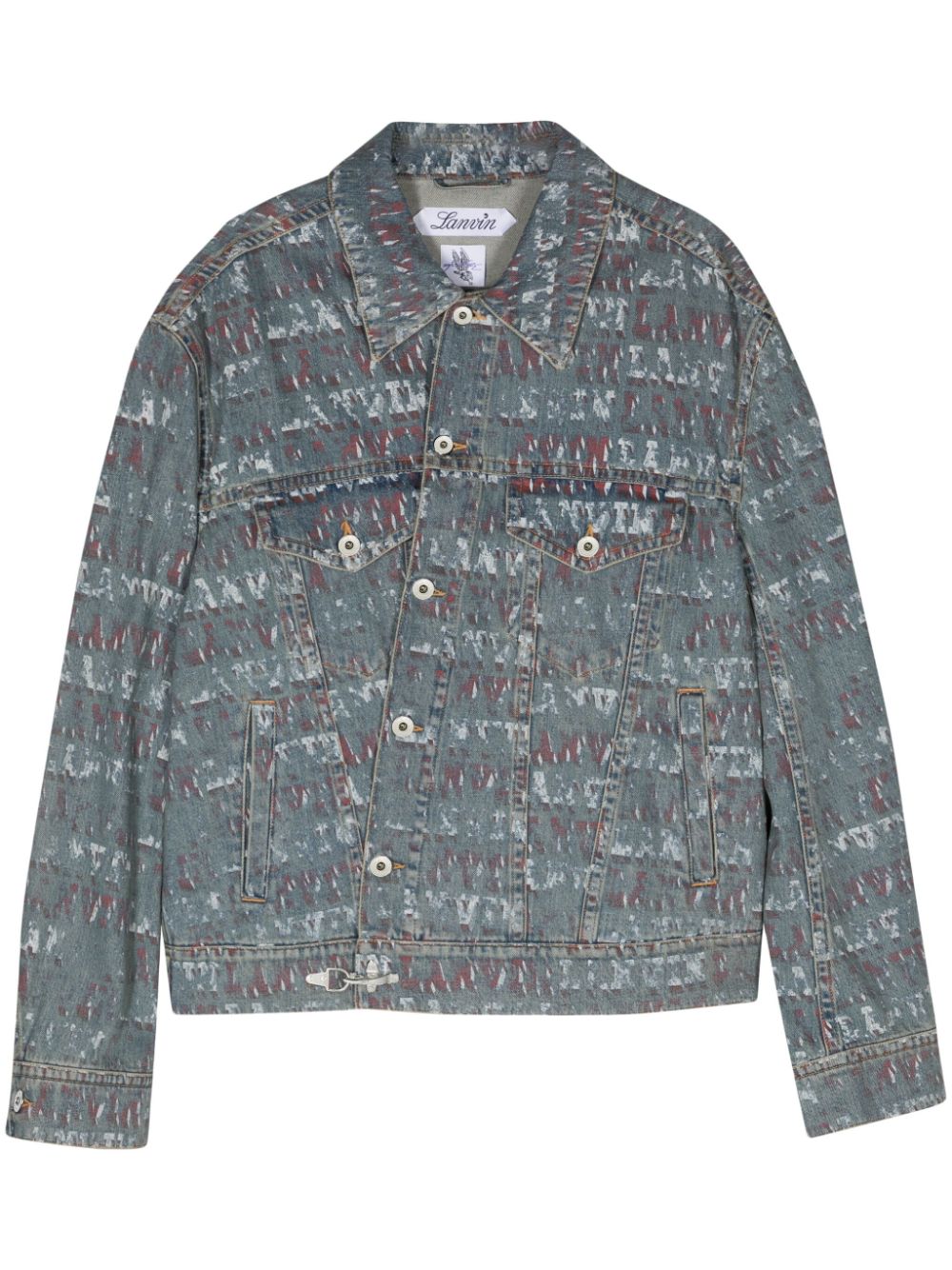 Stamp-effect denim jacket - Blue