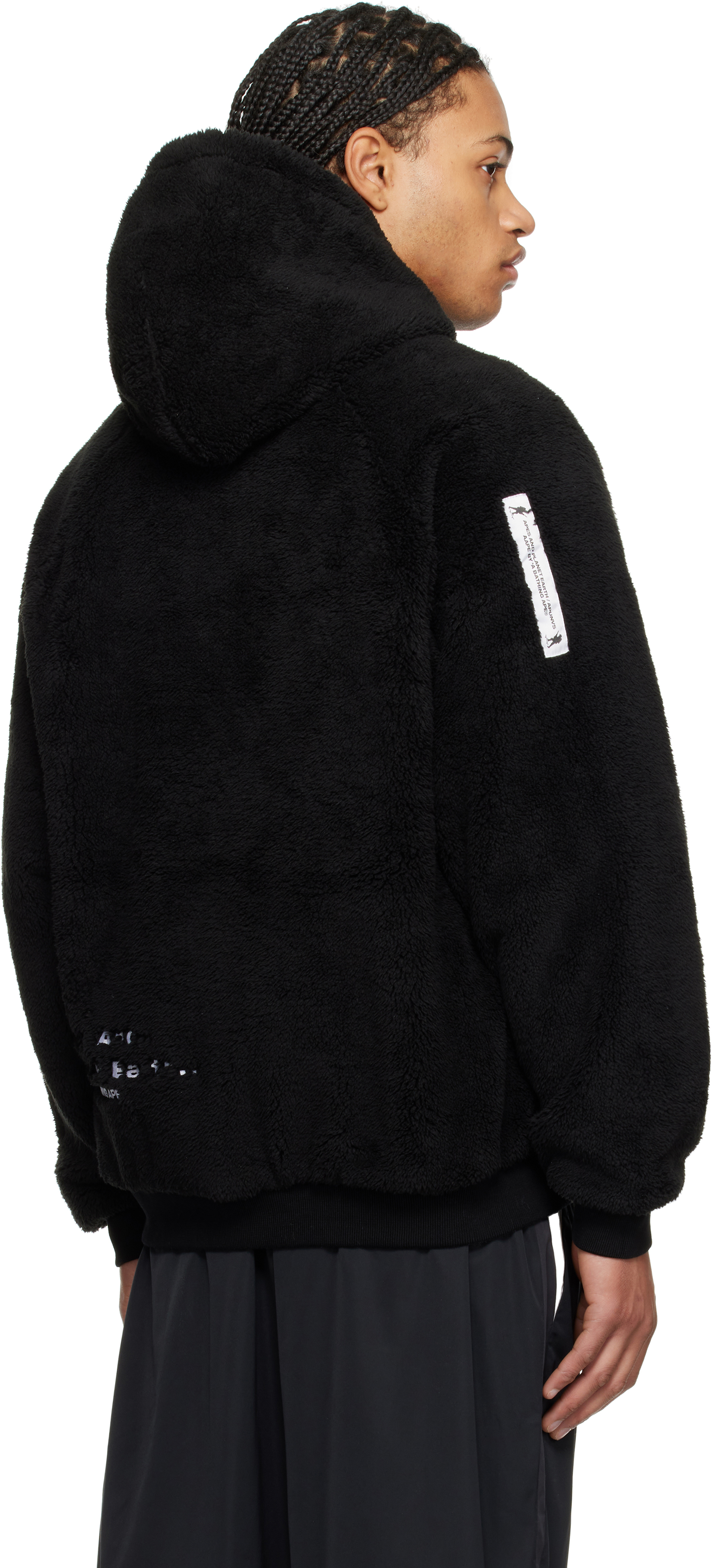 AAPE by A Bathing Ape Black & Gray Moonface Logo Zip-Up Reversible Hoodie