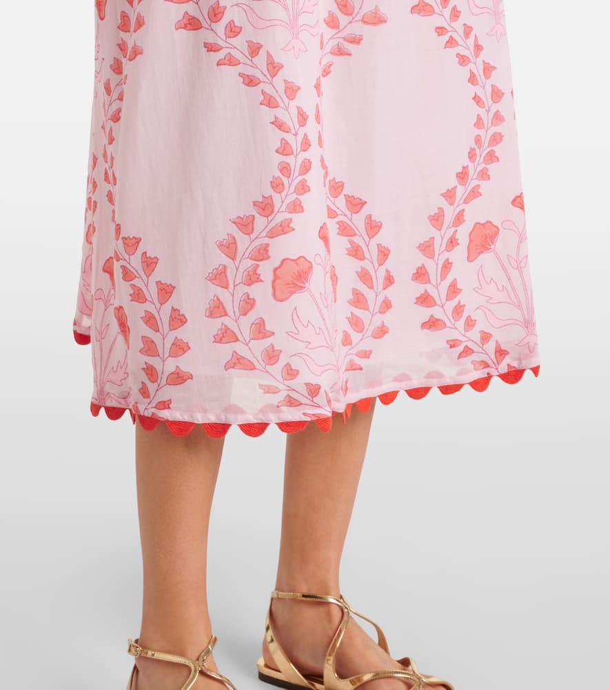 Printed cotton midi dress