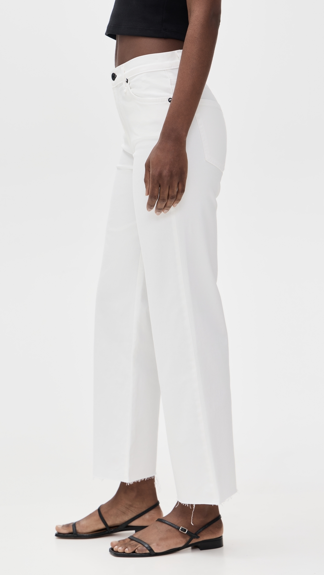 Crop Wide Leg Twill Pants Ivory