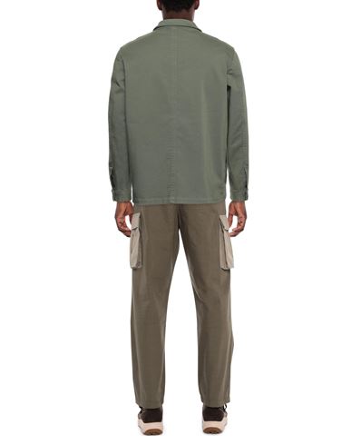 Man Shirt Military green Size L Cotton, Elastane