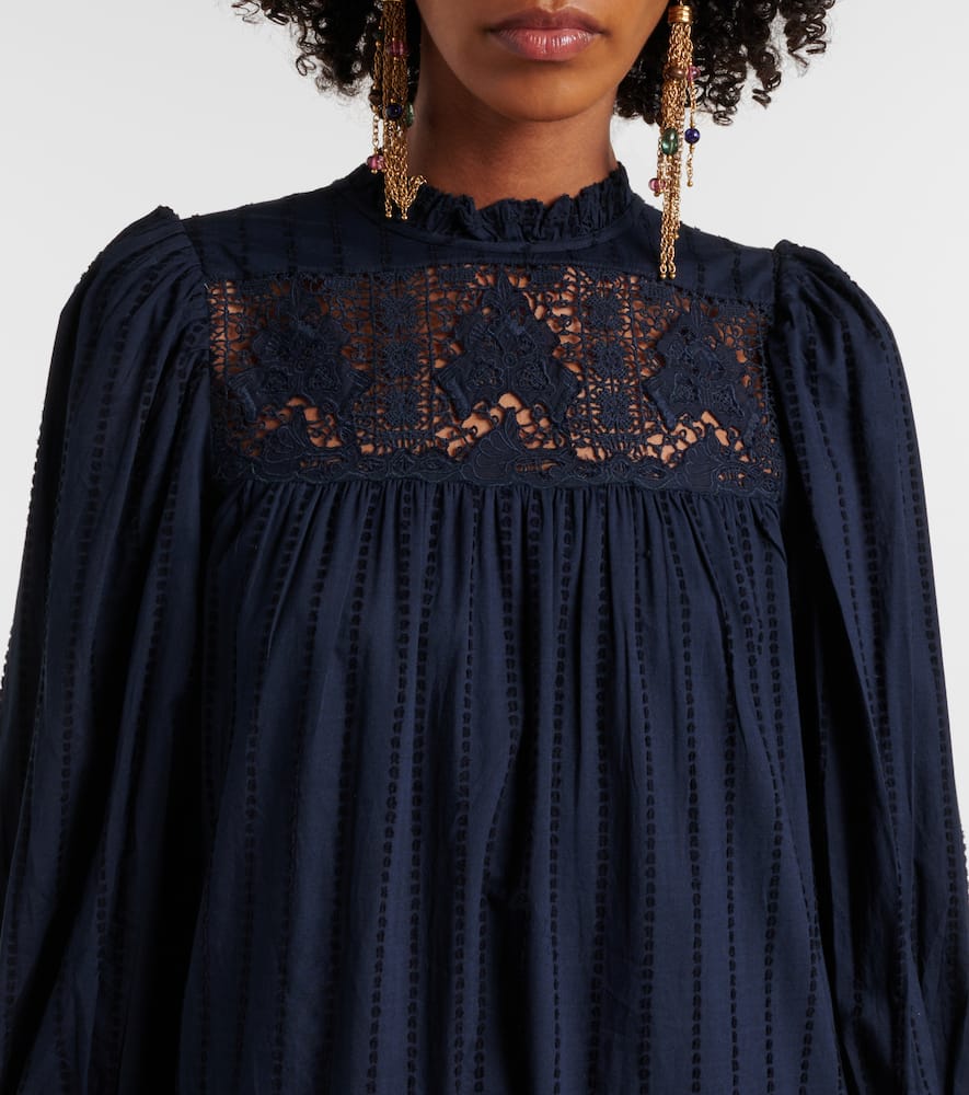 Lace and cotton minidress