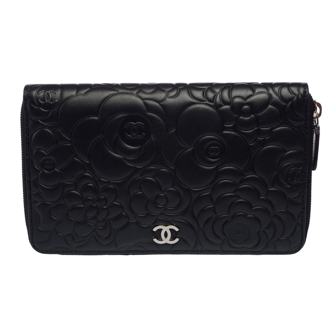 Camellia Zip-Around Wallet — Black