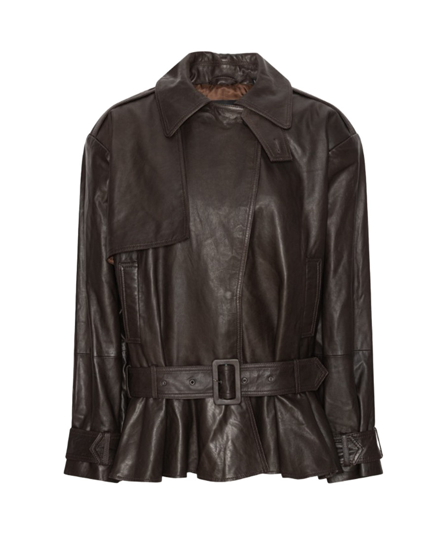 Brown Shirt Collar Leather Jacket