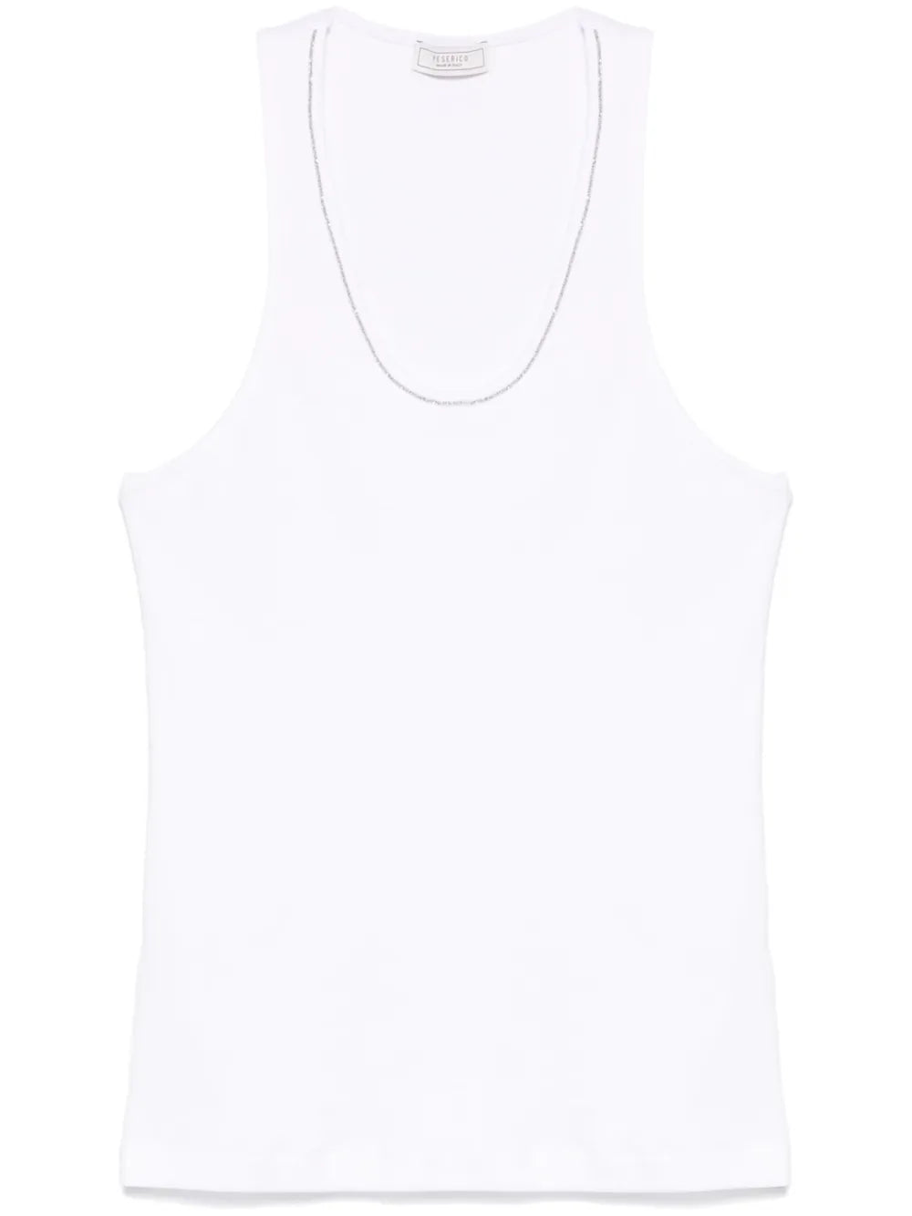 Beaded Trim-Detail Tank Top — White