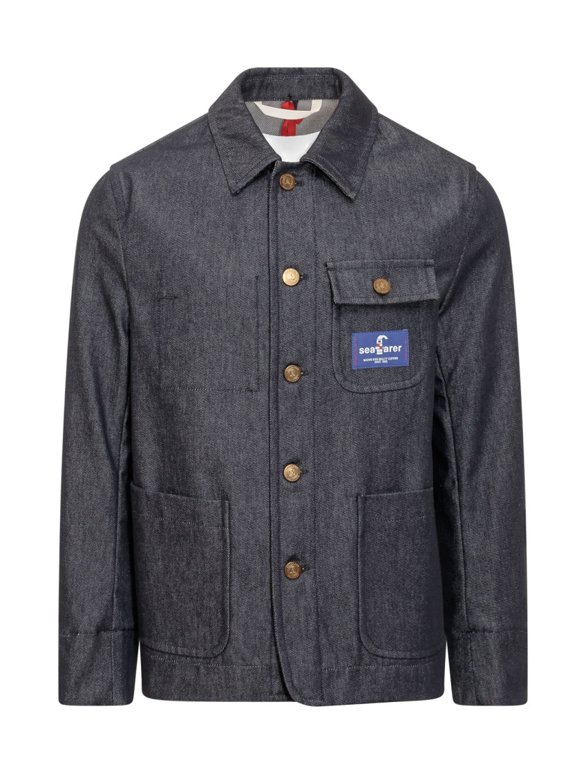 Dark Blue Solid Shirt Collar Jacket