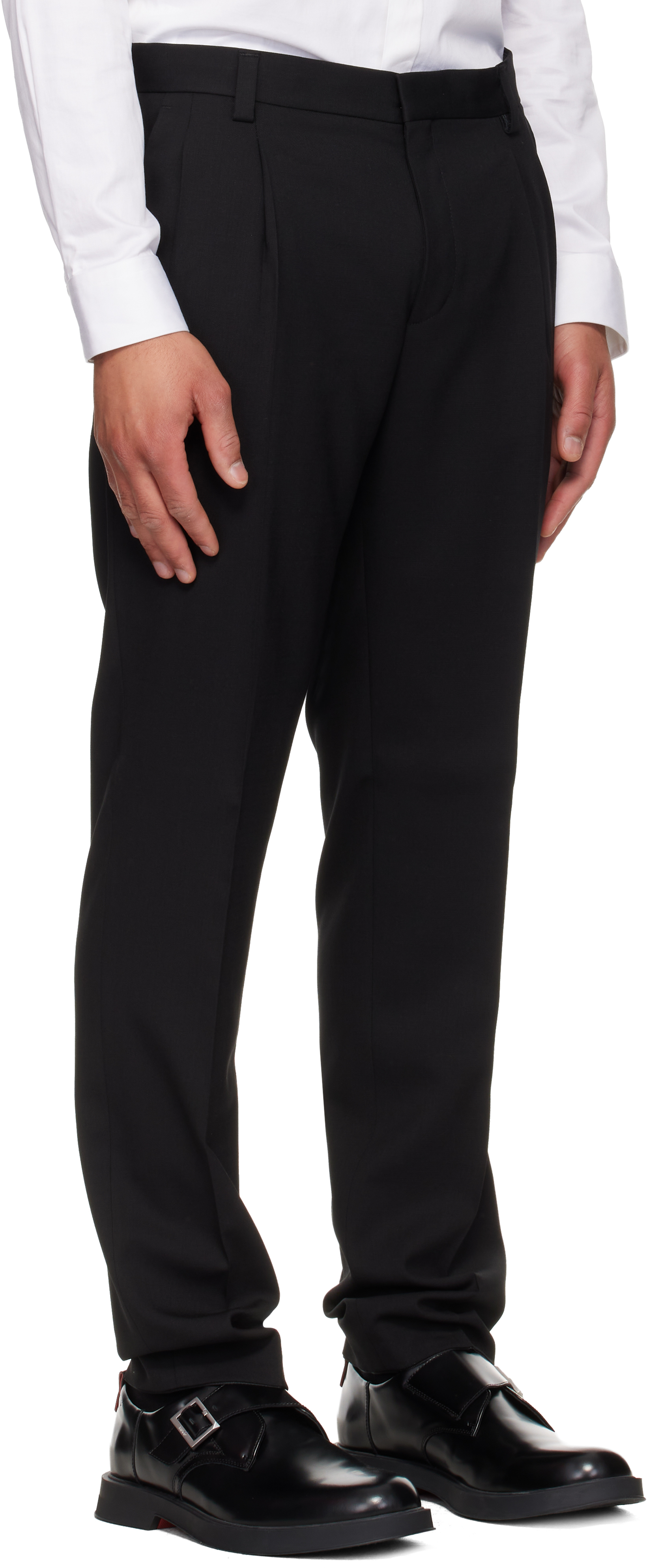 Black Extra-Slim-Fit Wool-Blend Twill Trousers