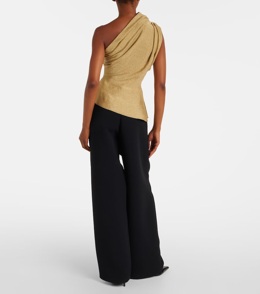 Aimee one-shoulder lamé top