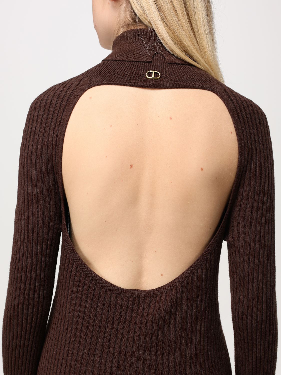 Ribbed midi dress - Brown
