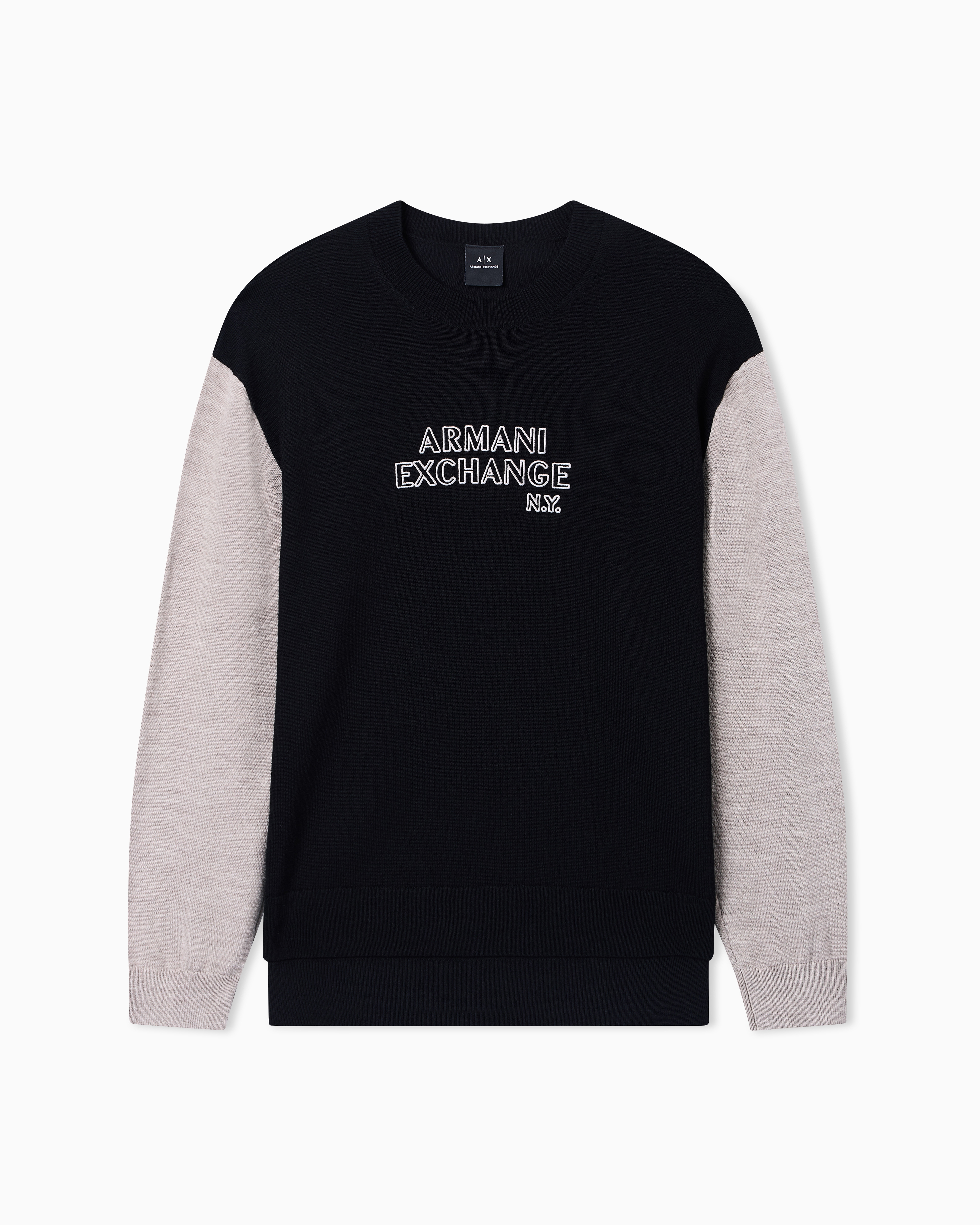 Sweater with logo and contrasting sleeves
