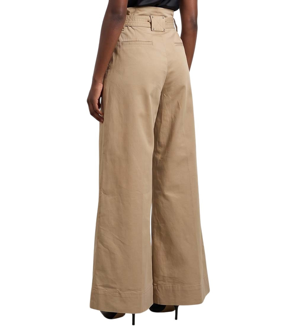 Beige Relaxed Pleated Pants