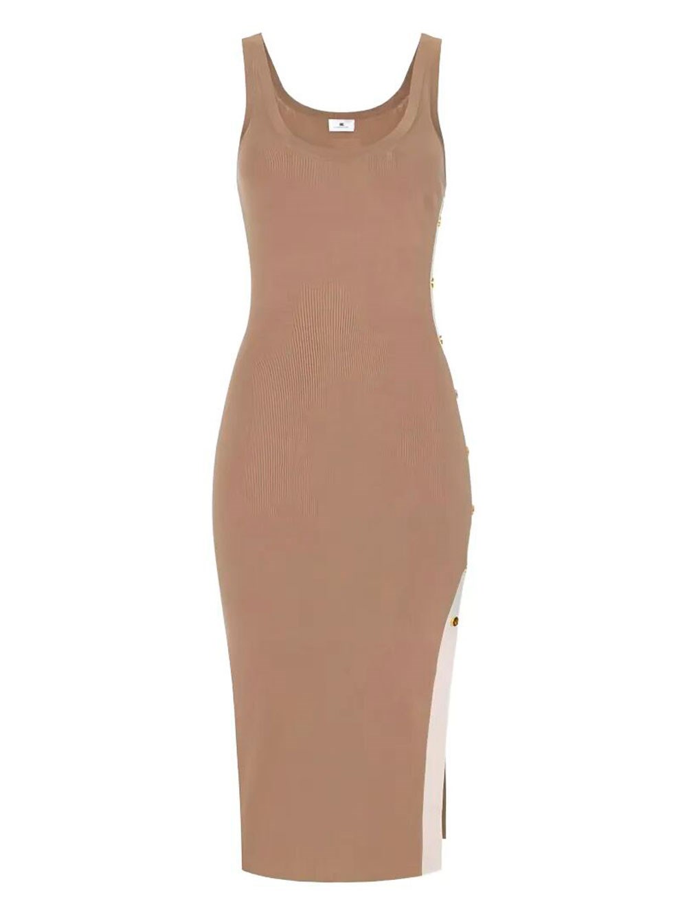 Sleeveless Knit Midi Dress With Shiny Viscose Bands
