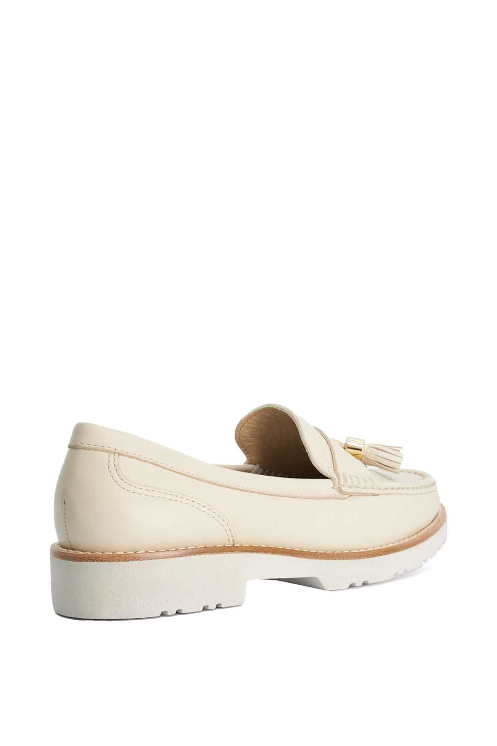 Dune London Wide Fit 'gwen' Leather Loafers In Natura