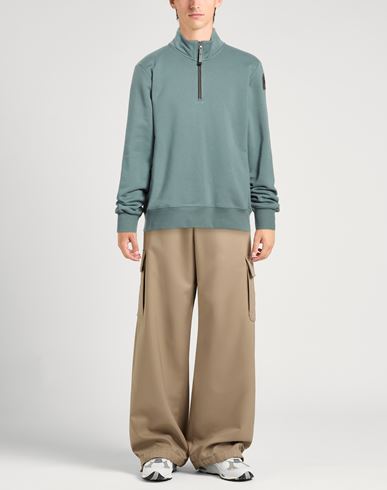 Man Sweatshirt Sage green Size XXXL Cotton, Polyester