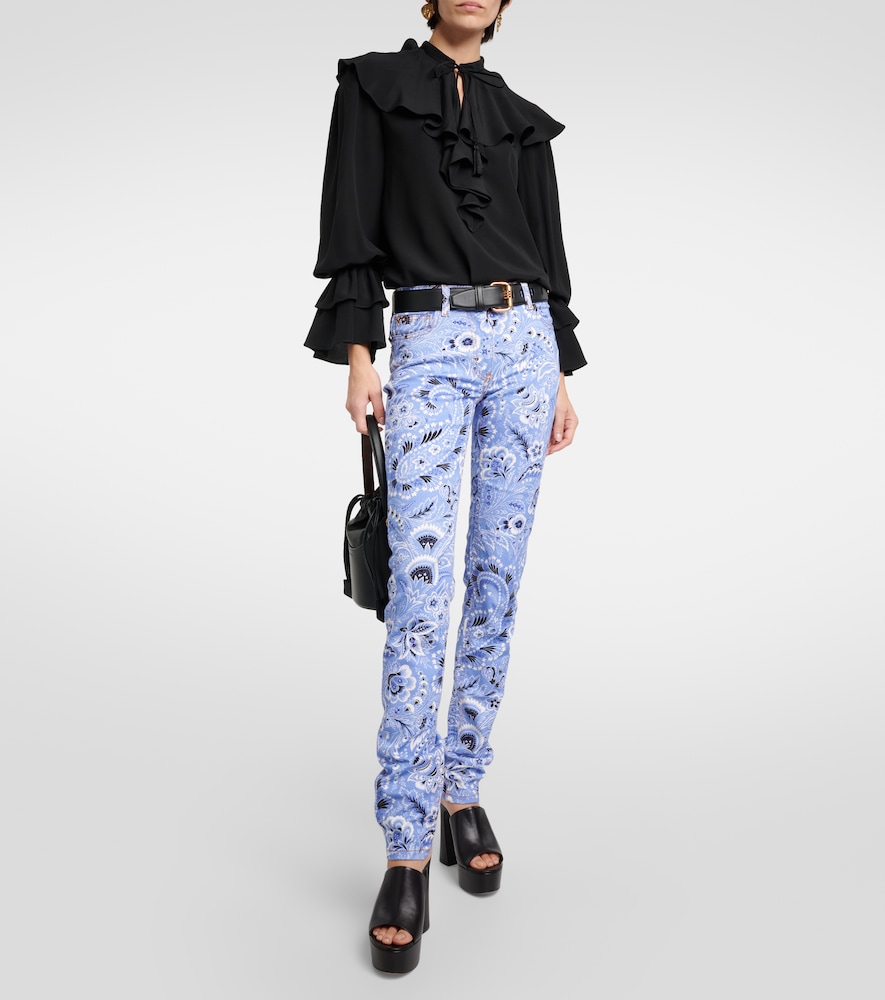 High-rise printed skinny jeans