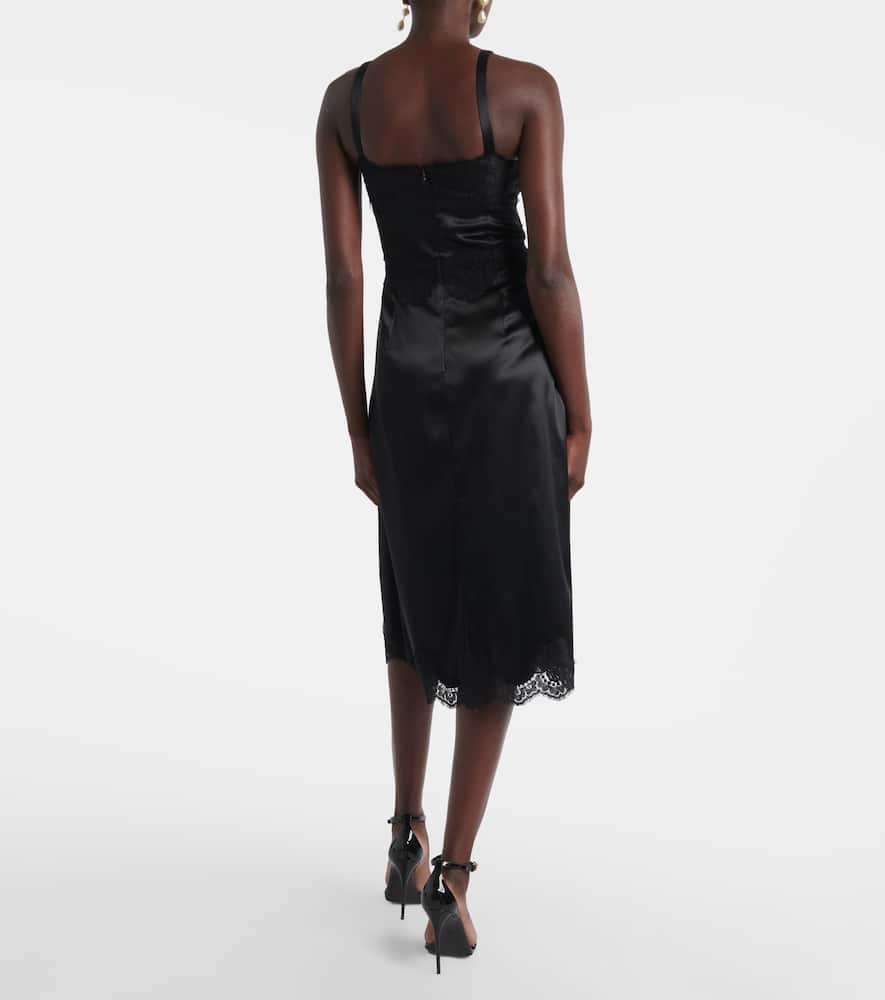 Lace-trimmed satin slip dress