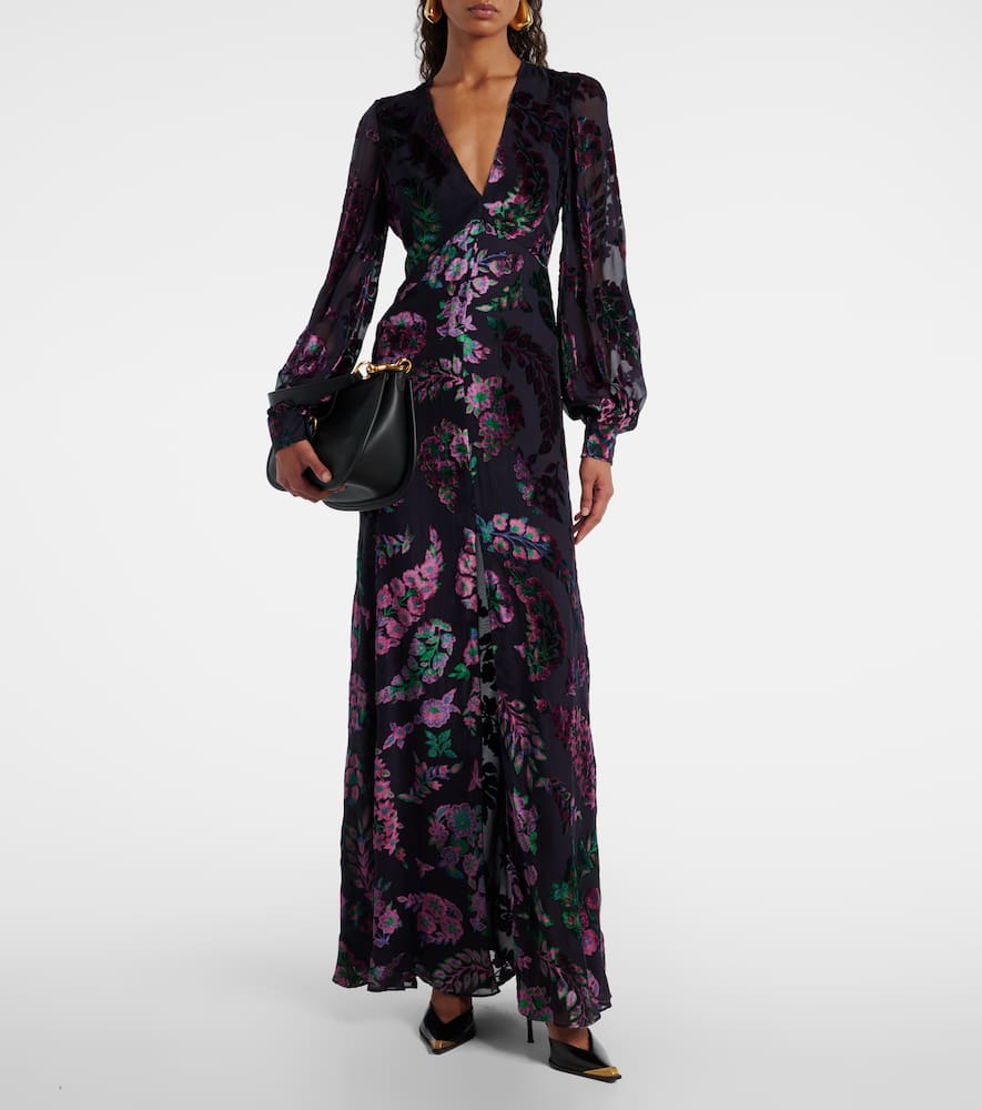 Embroidered sheer gown