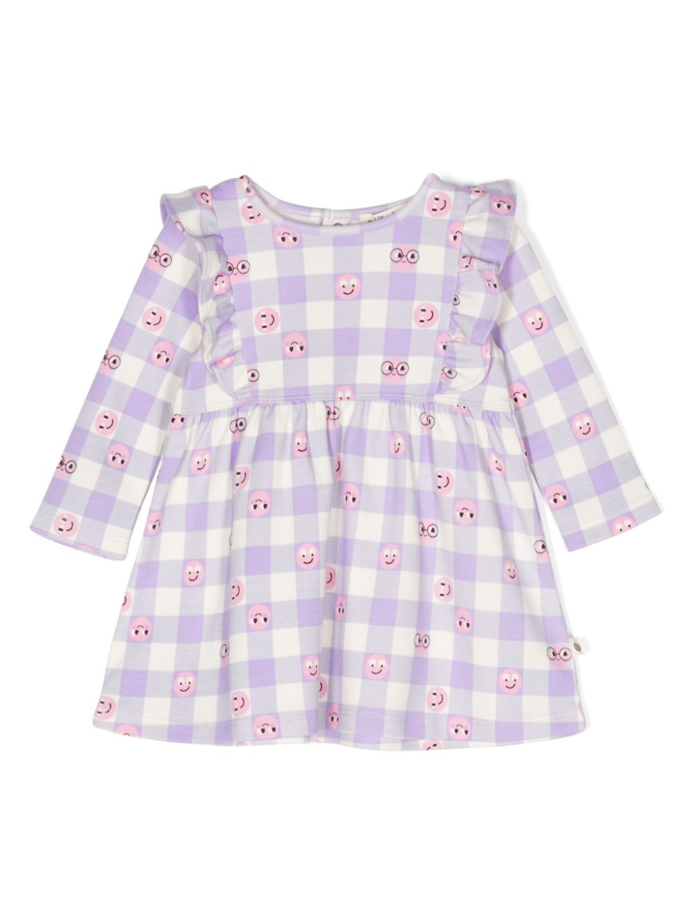 Check-print ruffle-trim dress - Purple