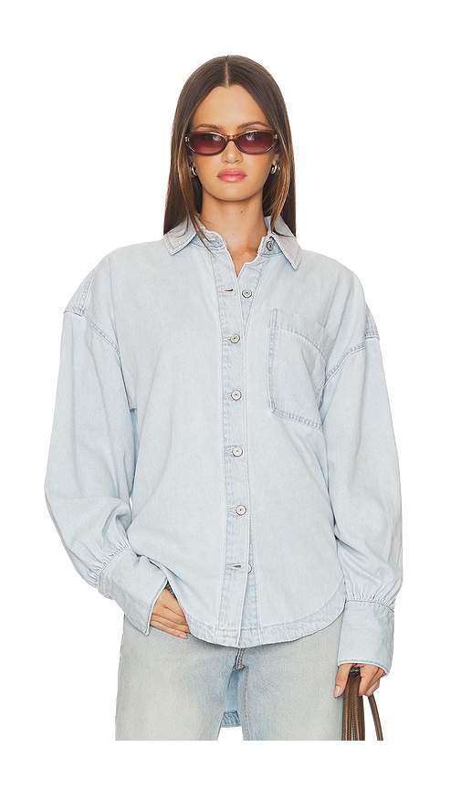 Free People x We The Free Ashley Denim Shirt In Classic Blue in Blue.  XL. Also in L, M